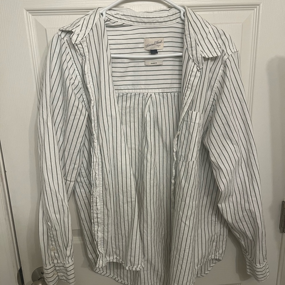 Universal Thread White and Black Striped Shirt